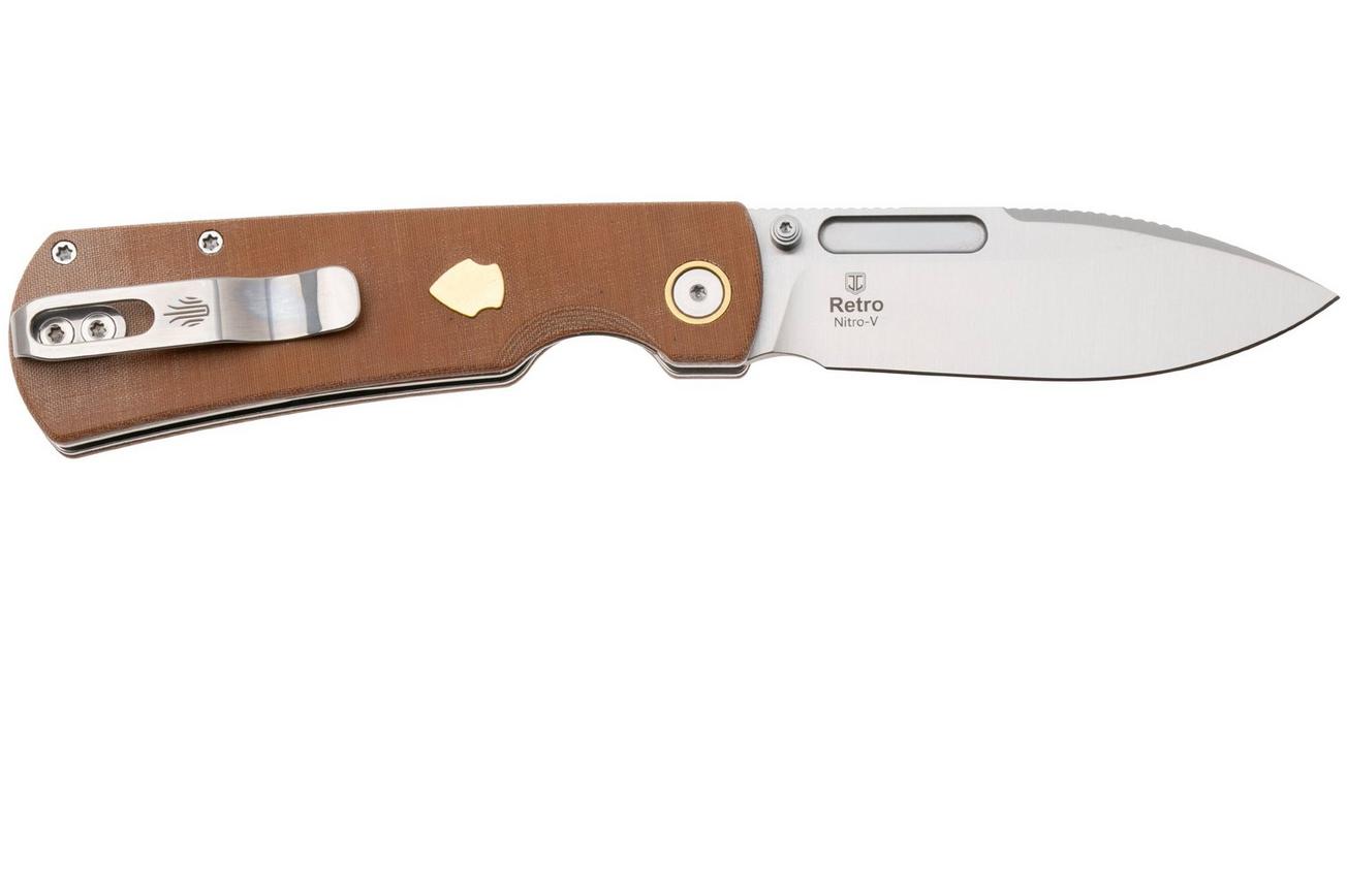 Kizer Vanguard Retro V4726A1 Satin Nitro-V, Micarta Brass, zakmes, Johan Jordaan design