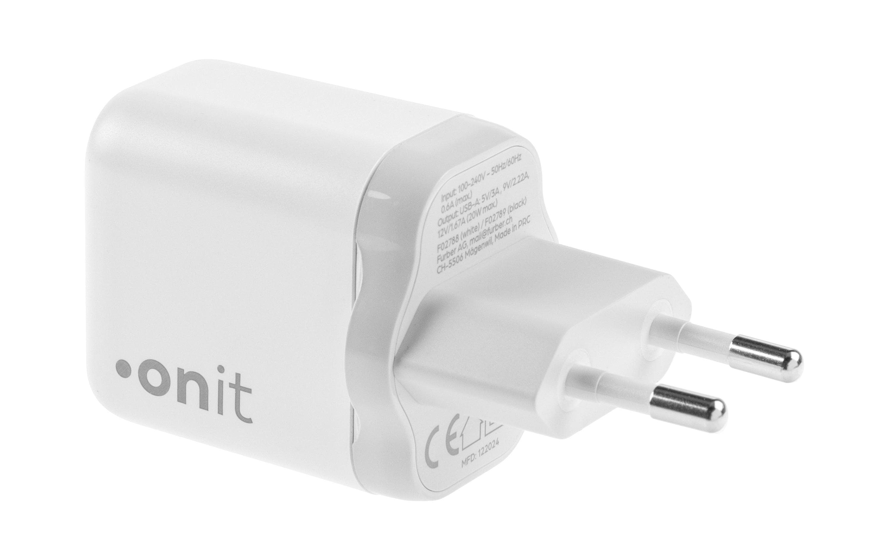 USB-Wandladegerät Single 1A 20 W GaN WeissLadeadapter mit einem USB-A-Port