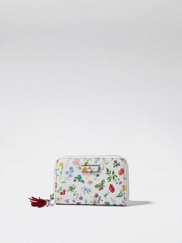 Carteira com estampa floral - Vermelha