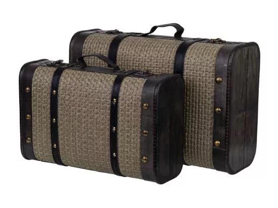 Valise en bois argenté 45x30x16/38