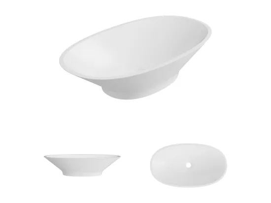 Vasque à poser LARS - 75% Minéral Blanc Mat Ovale 60*35*H16cm - LAVABERG