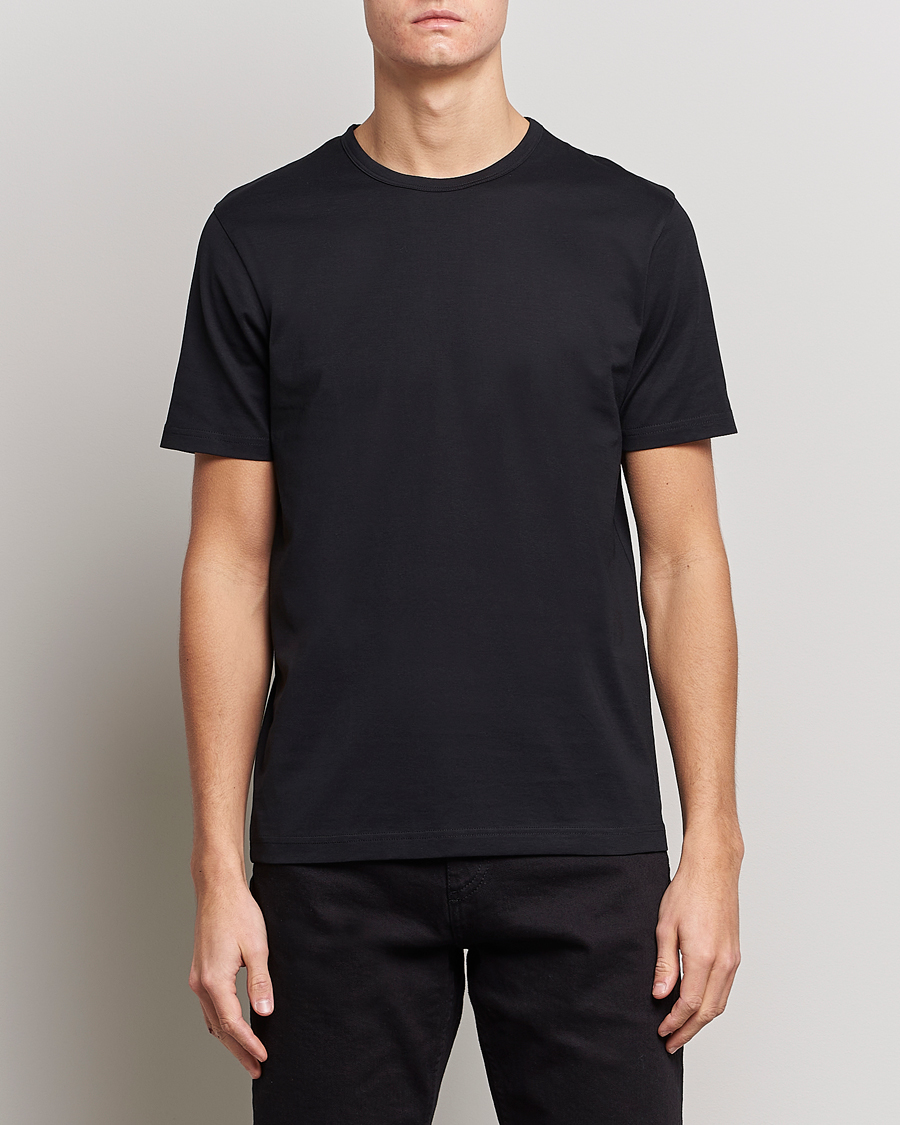 Sunspel Crew Neck Q82 Cotton T-Shirt Black