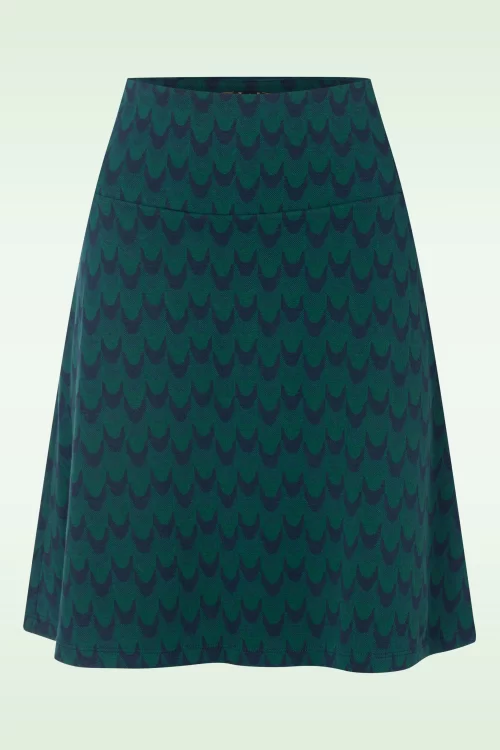 King Louie Duffy Jacquard border rok in avondblauw