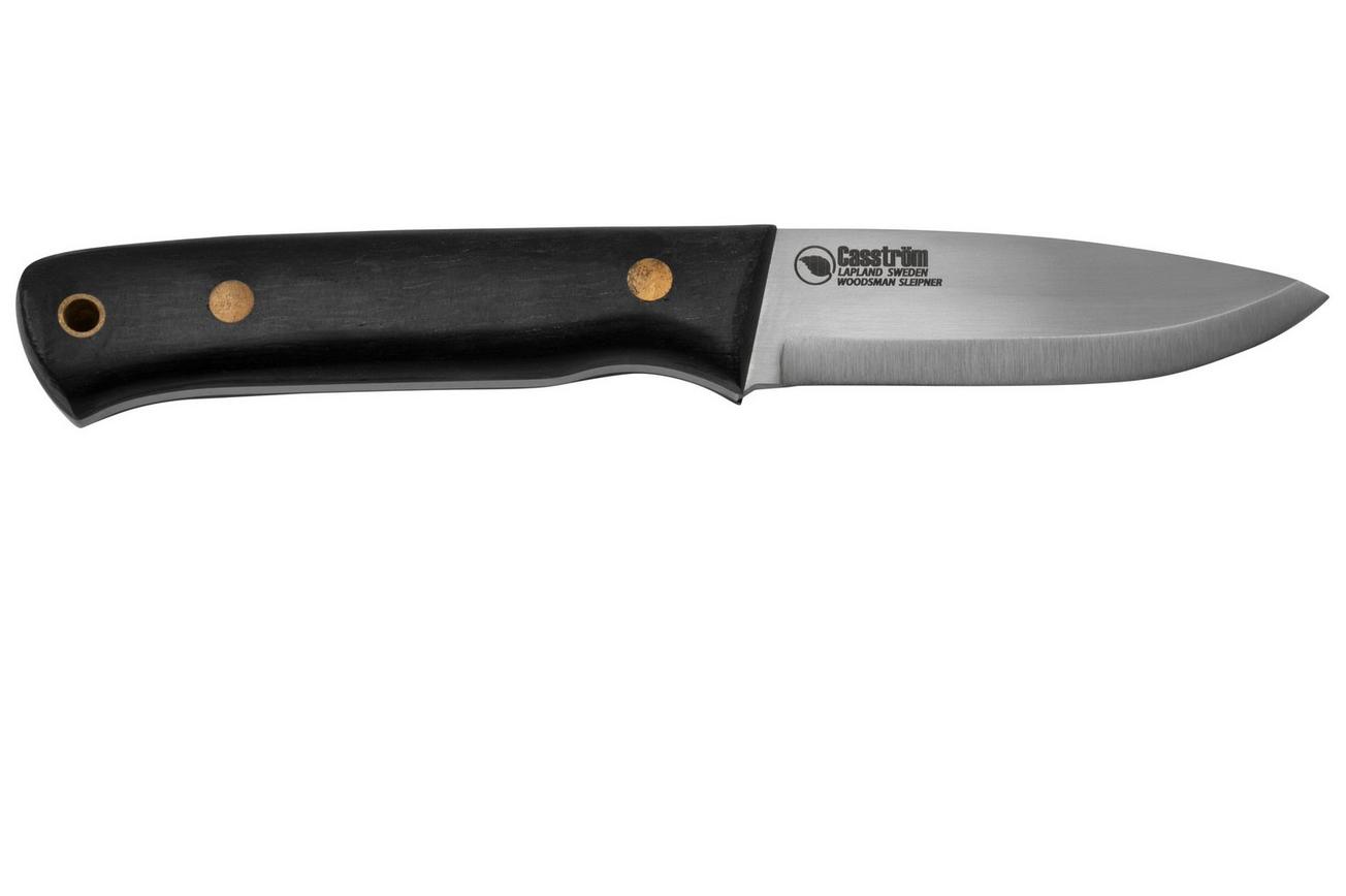 Casström Woodsman Knife Bog Oak, Sleipner Scandi Grind 10829 met firesteel