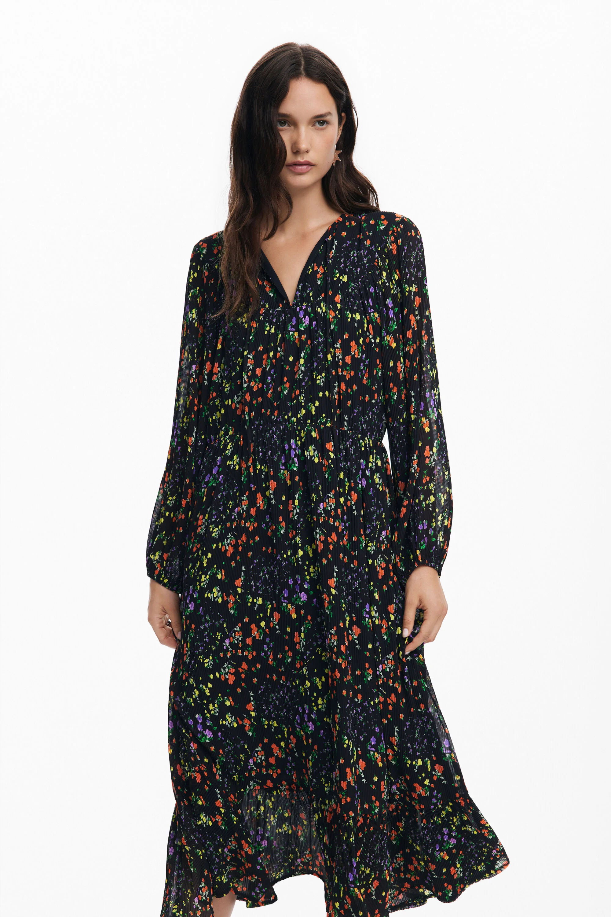Vestido midi flores