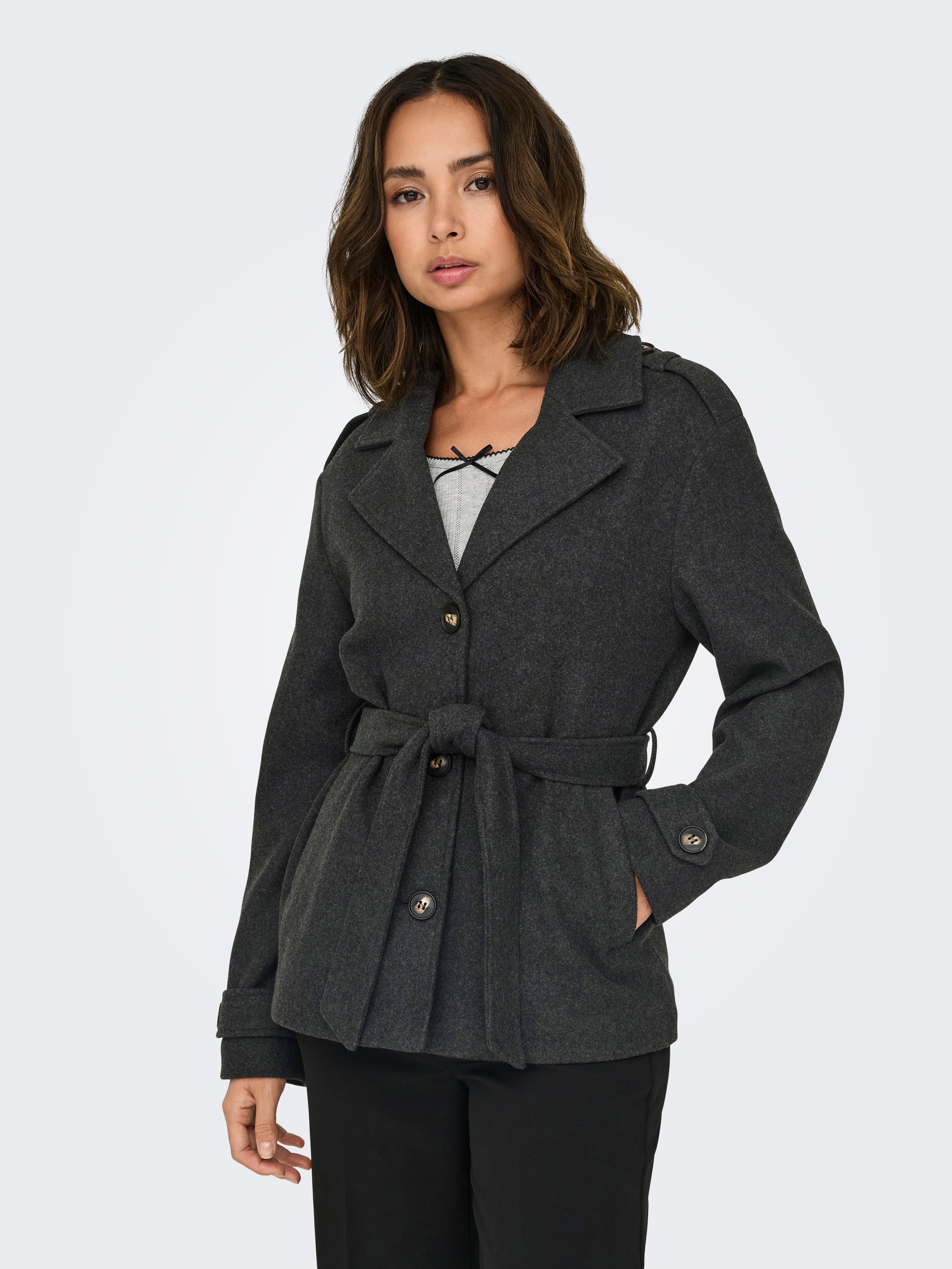 ONLLAURA Trenchcoat Dark Grey Melange