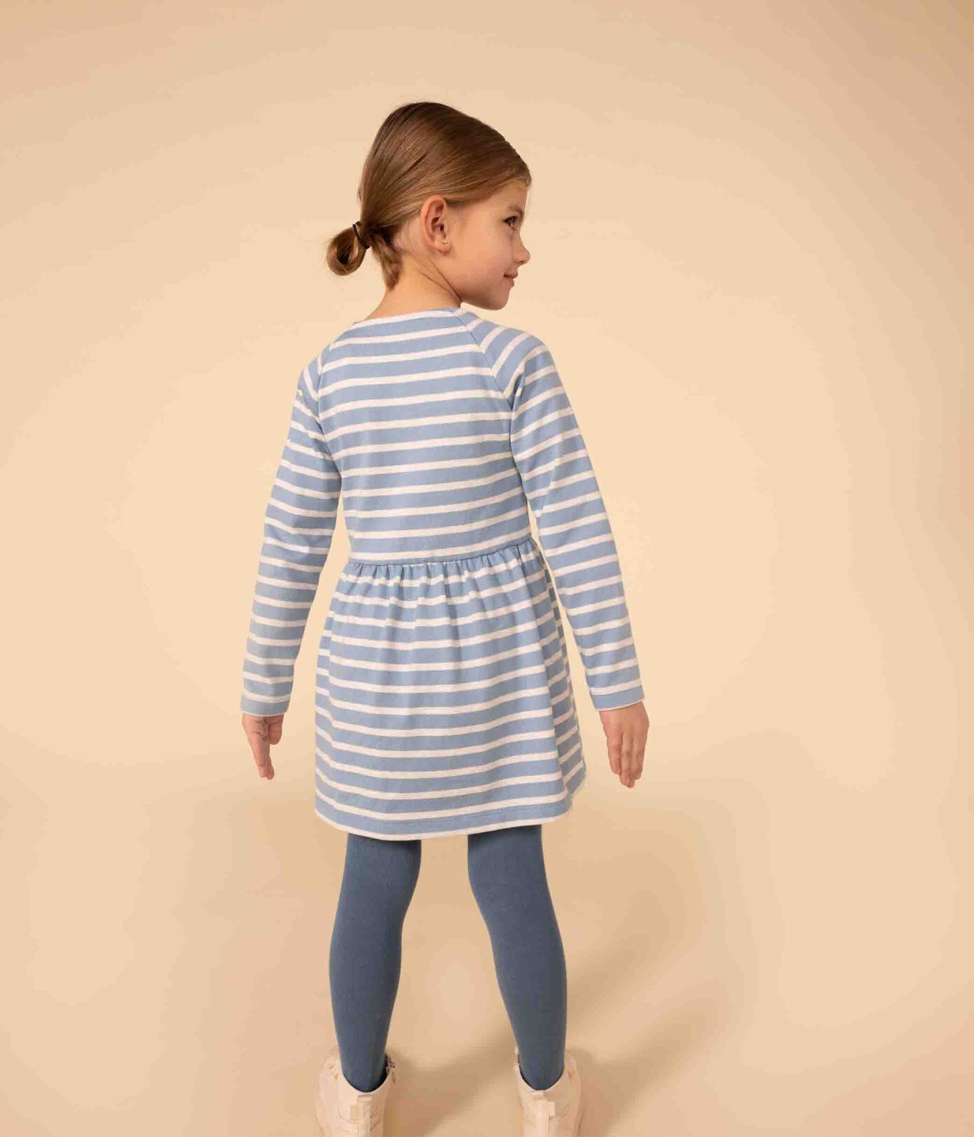 Robe manches longues en coton épais à rayures enfant fille