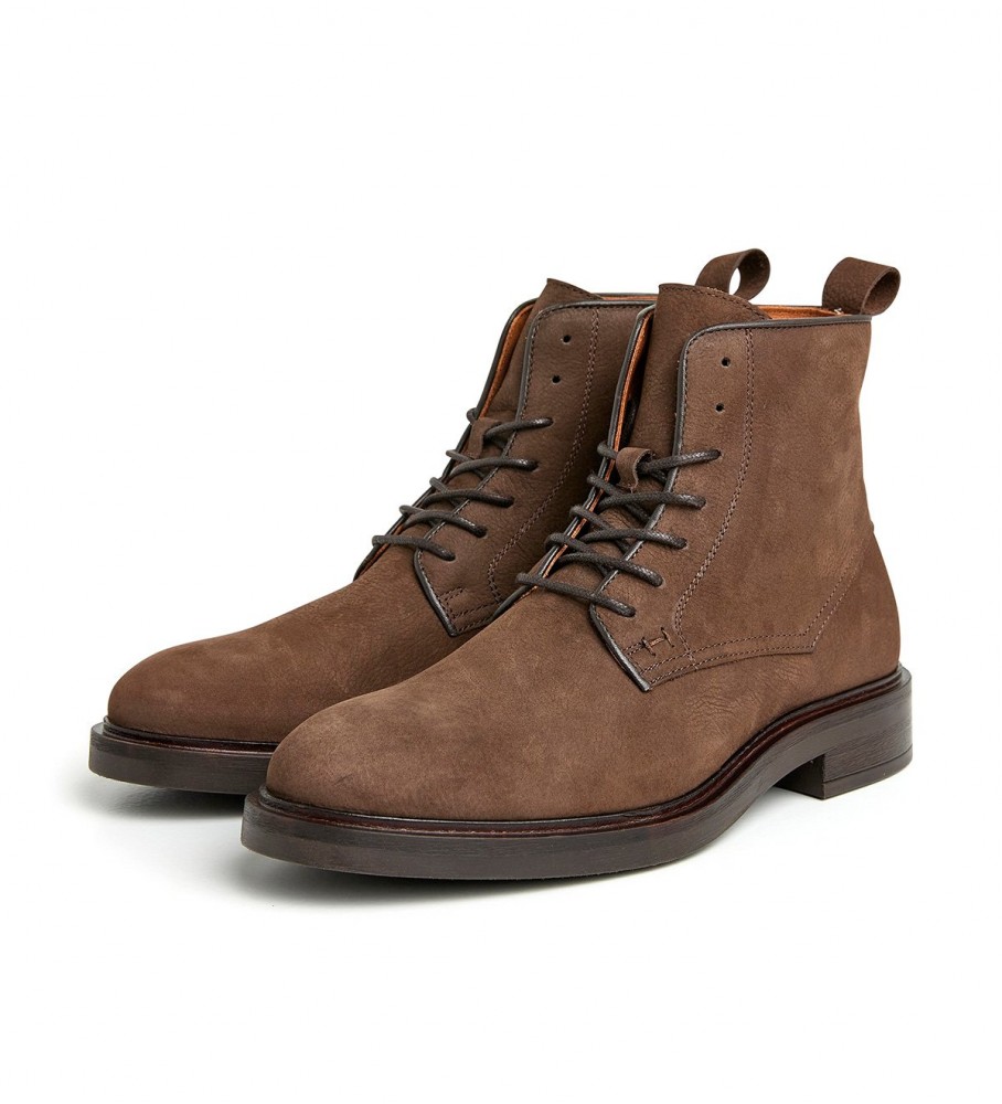Botas de tornozelo Hackett Egmont Smart em couro marrom