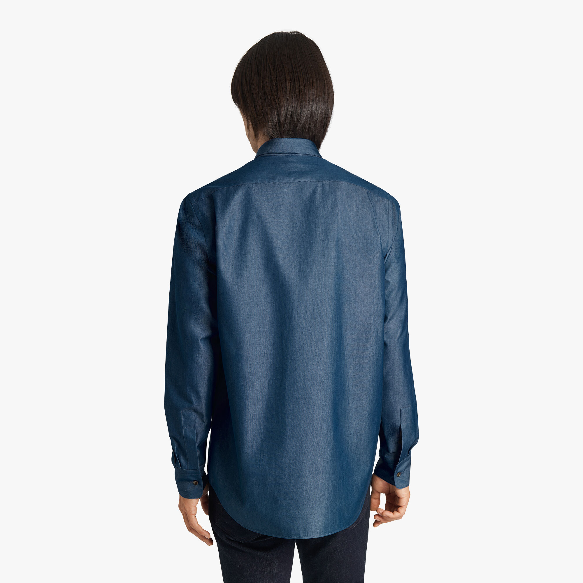 Chemise Chambray Avec Étiquette En Cuir