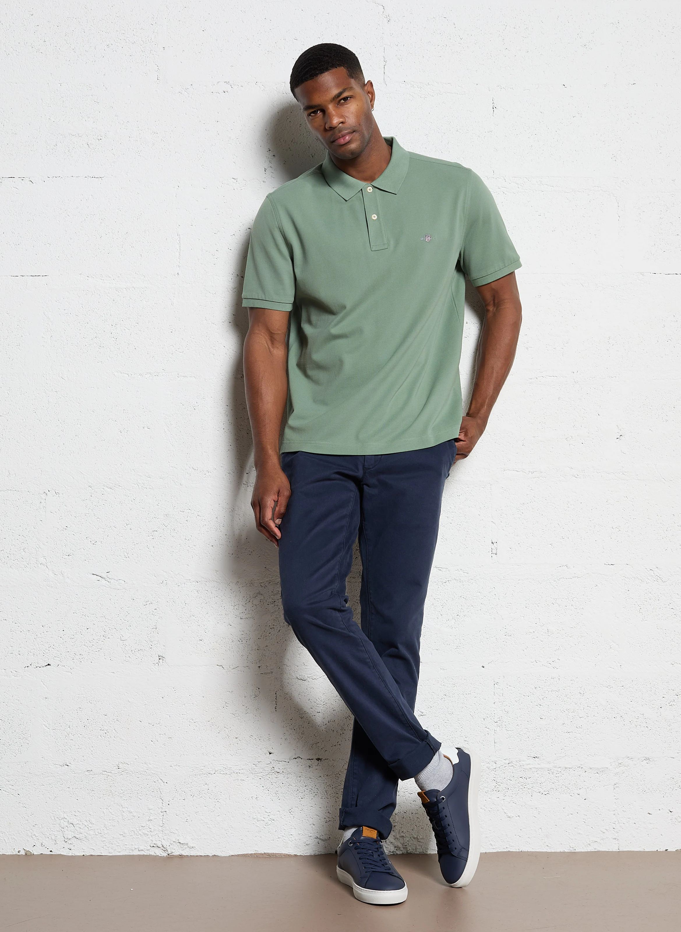 Polo col classique droit en coton| Vert