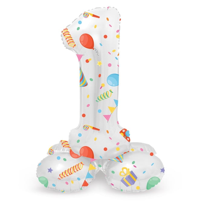 Folienballon - 1 - selbststehend - Joyful - weiß/bunt - ca. 72 cm hoch