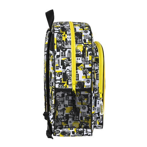 Mochila escolar infantil Safta Minions, 330x140x420 mm, branca/preta/amarela