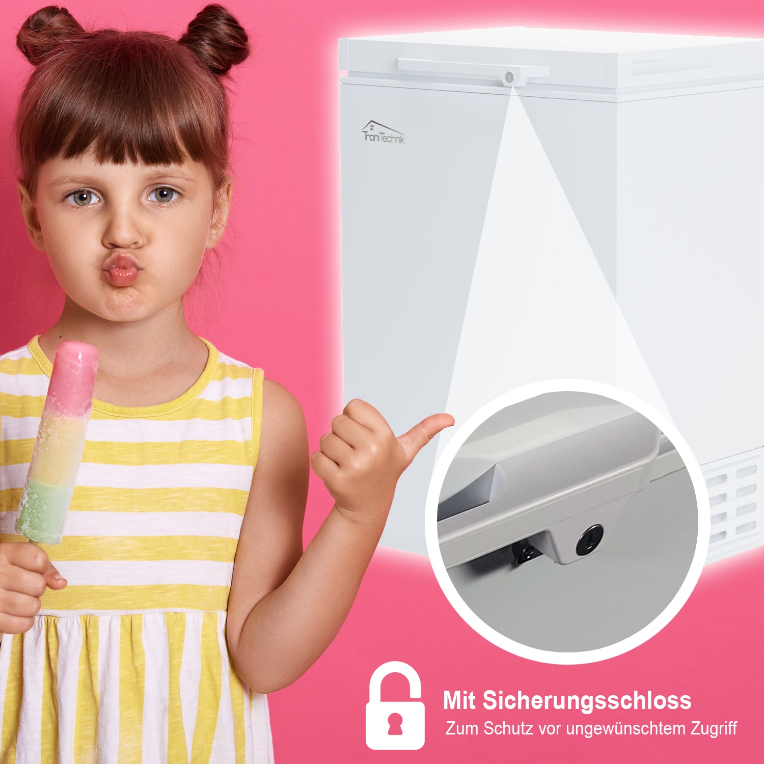 TroniTechnik® Gefriertruhe Kühltruhe BORGAR PRO mit 2in1 Gefrier- und Kühlfunktion | 110 Liter, 169kwh/Jahr | LED-Licht