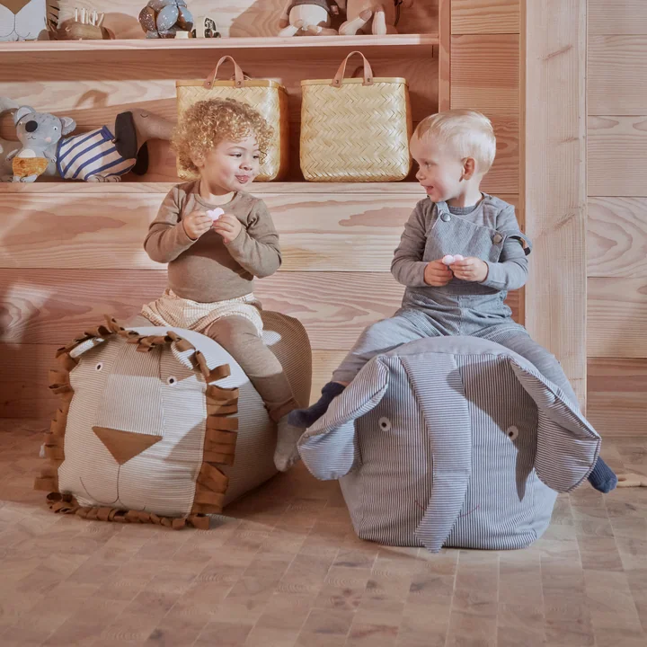 OYOY - Tier Kinder Sitzsack, Elephant Erik, blau