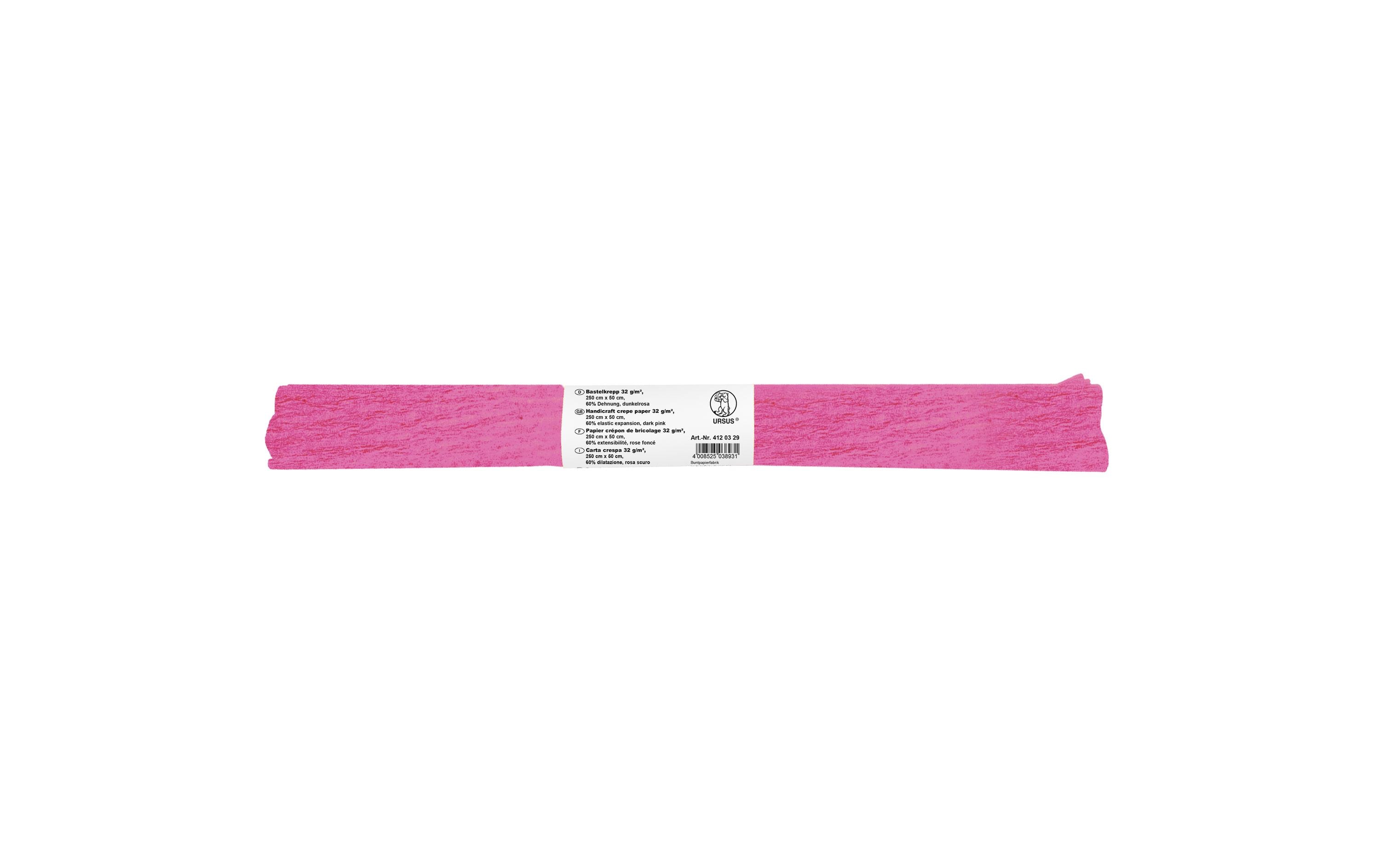 Krepppapier 50 cm x 2.5 m, 32 g/m², DunkelrosaBastelkrepp auf der Rolle