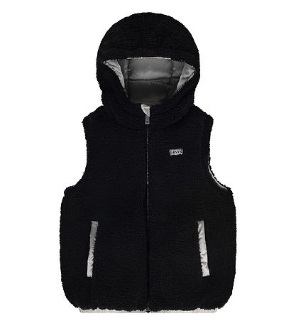 Levis Dynevest m. Fleece - Vendbar - Sølv/Sort