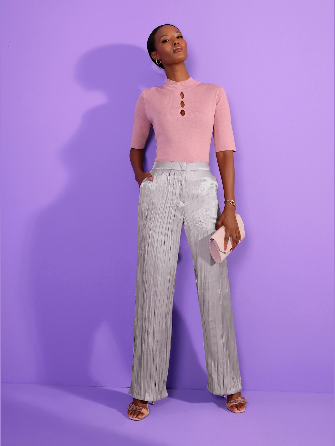 Pantalon qualité froissée tendance