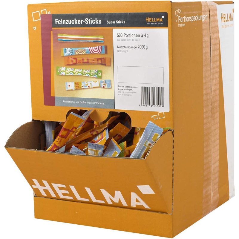 Sucre roux Hellma - Boîte distributrice de 500 sticks