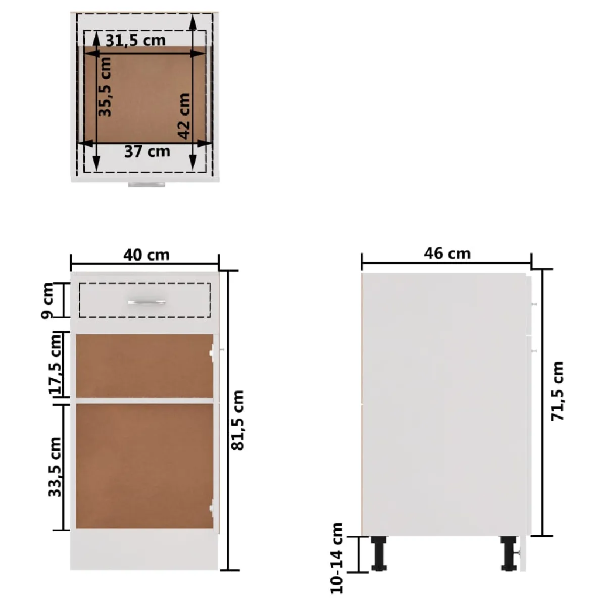 vidaXL Armoire de plancher à tiroir - Blanc