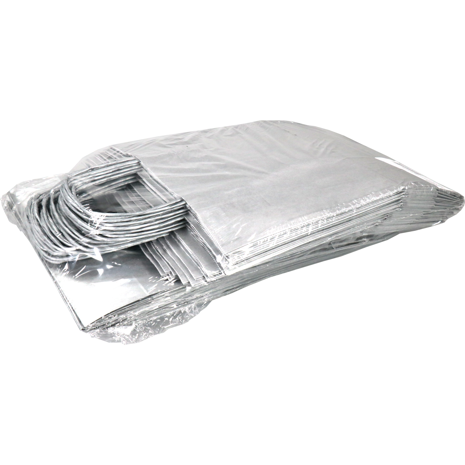 Tas, Kraftpapier, gedraaid papieren koord, 26x 12x35cm, draagtas, zilver