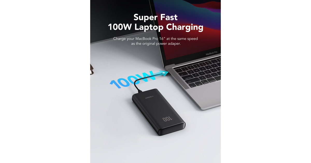 VEGERT100 powerbank 20.000 mAh  (Zwart)