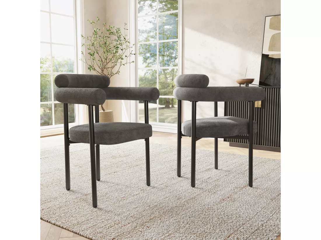 Chaises élégantes en velours gris avec siège à anneaux,d70cm×h84cm