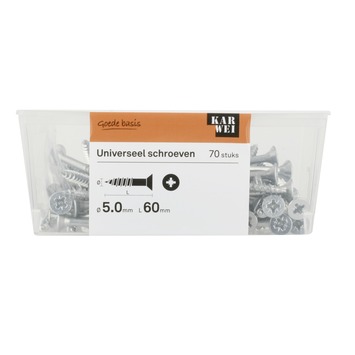 KARWEI unischroef platkop verzinkt 5x60 mm (70 stuks)