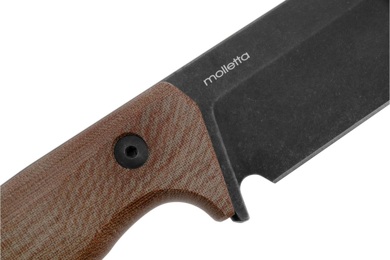 LionSteel T6 Old Black, Natural Canvas Micarta T6B-CVN vaststaand mes