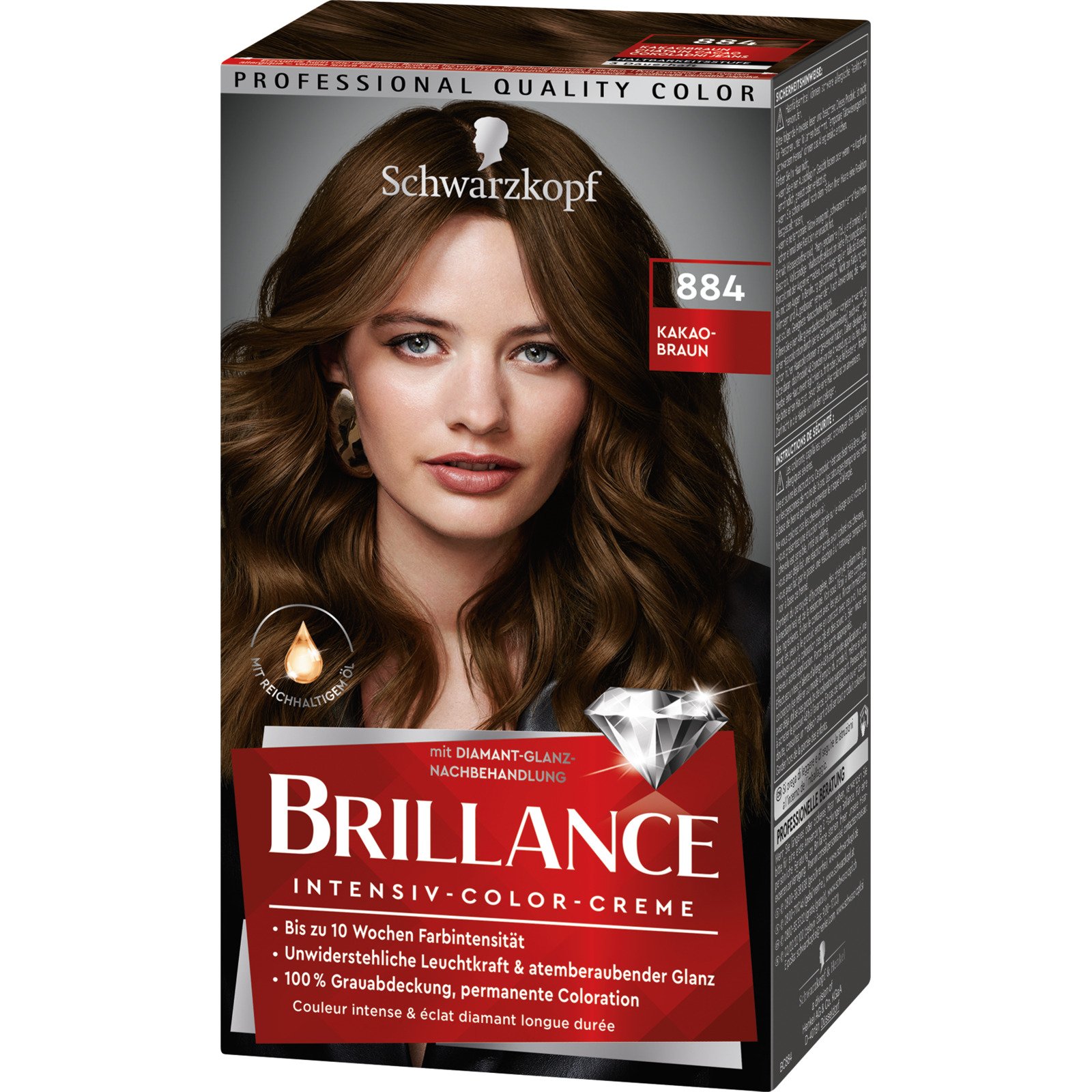 Schwarzkopf Brillance Intensiv-Color-Creme Kakaobraun 884
