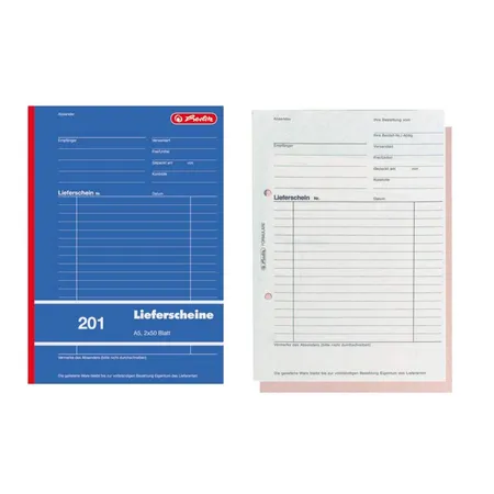 Herlitz Lieferscheinbuch 201, DIN A5, 2x 50 Blatt, 5 Stück