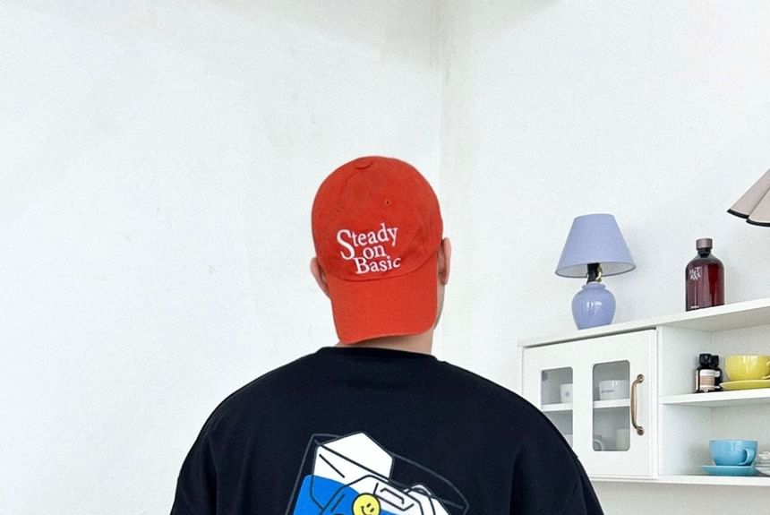 SeoulPop - T-shirt met korte mouwen en cartoonprint, losvallend