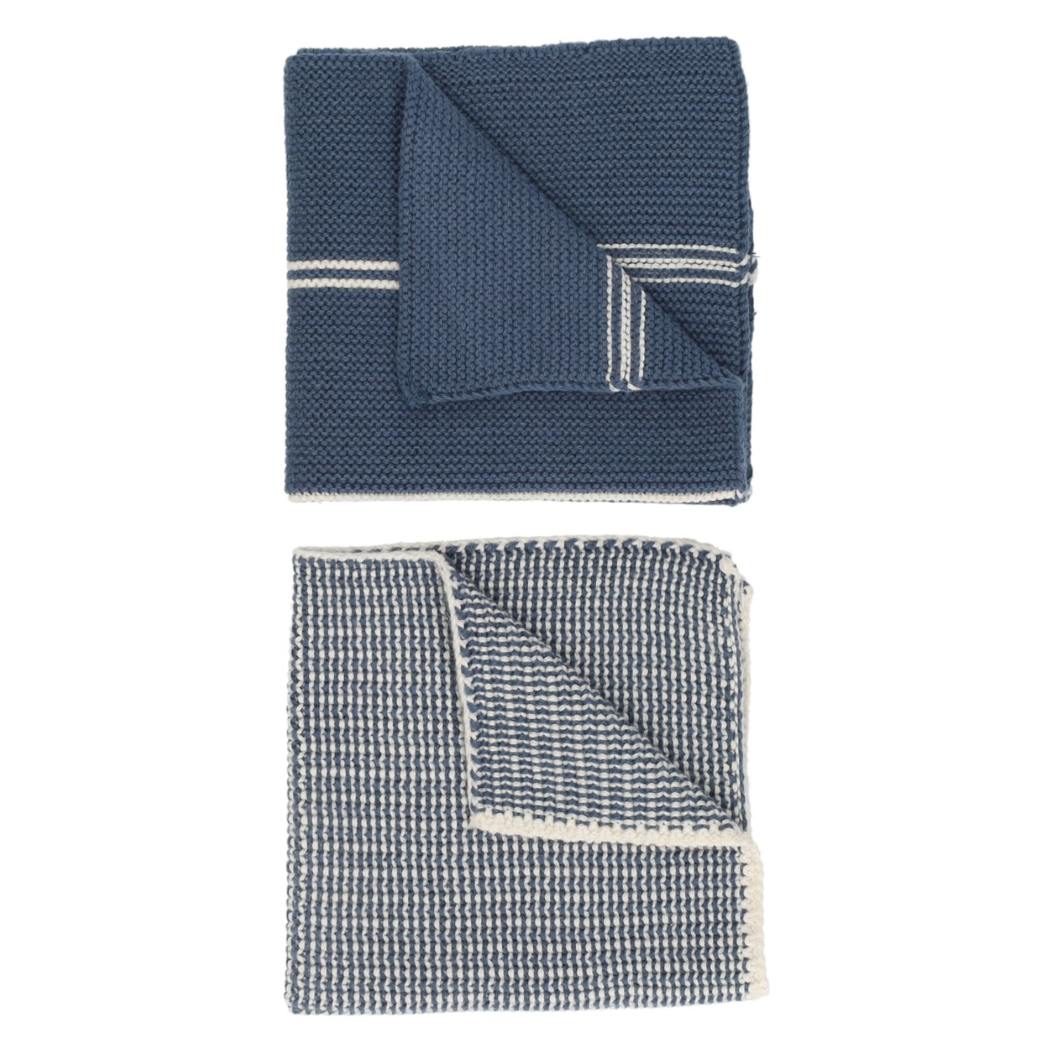 Vaatdoekjes, gebreid katoen, blauw, 2 stuks, 25 x 25 cm