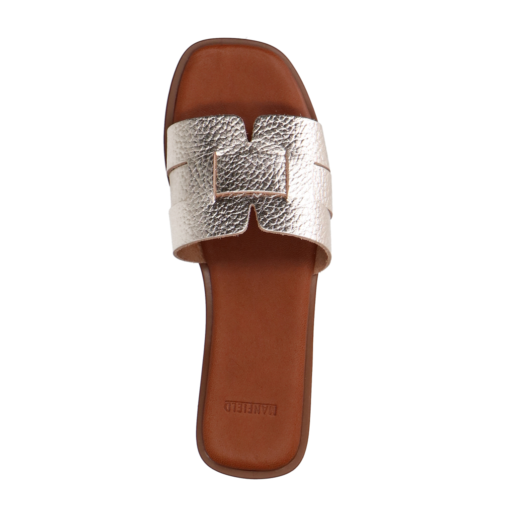 Gouden leren gevlochten slippers
