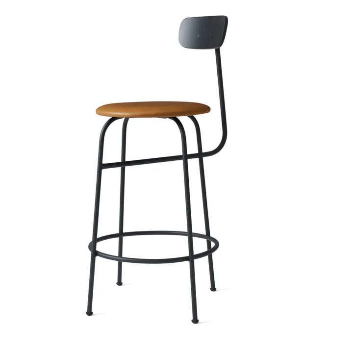 Audo Copenhagen Tabouret de bar Afteroom, piètement noir | Cognac