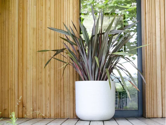 Pot de fleurs rond en plastique Graphit Up blanc cérusé - Ø 40 cm - Eda