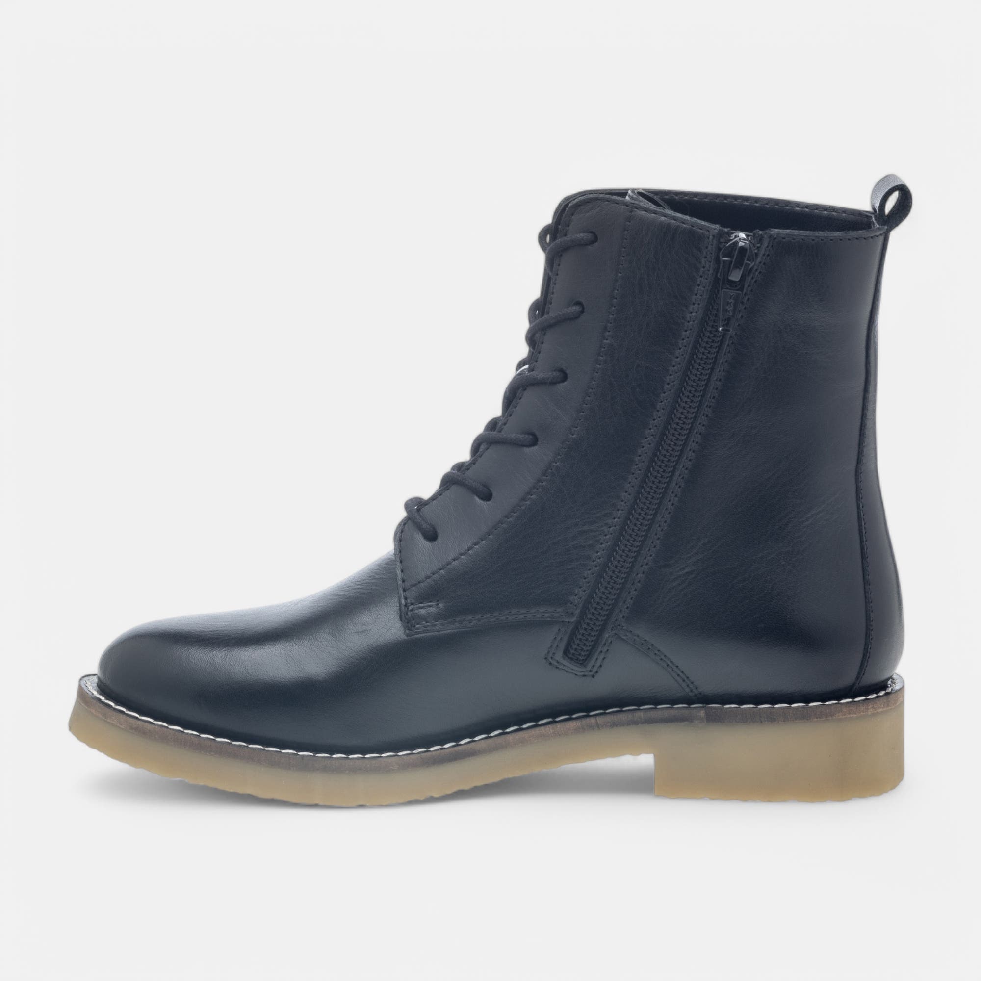 Bottines à lacets Femme en cuir noir