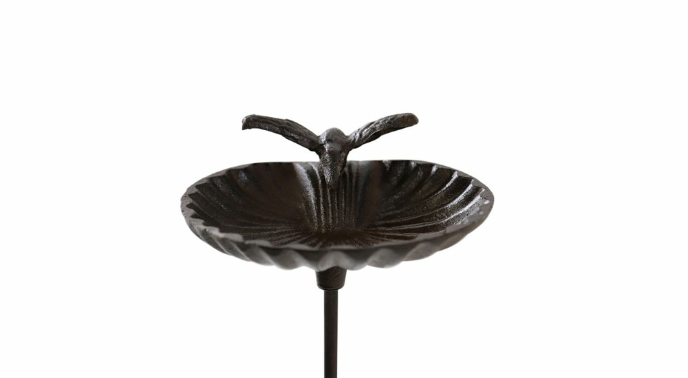 Abreuvoir oiseau sur pied fonte fonte marron 15.5x14x78cm