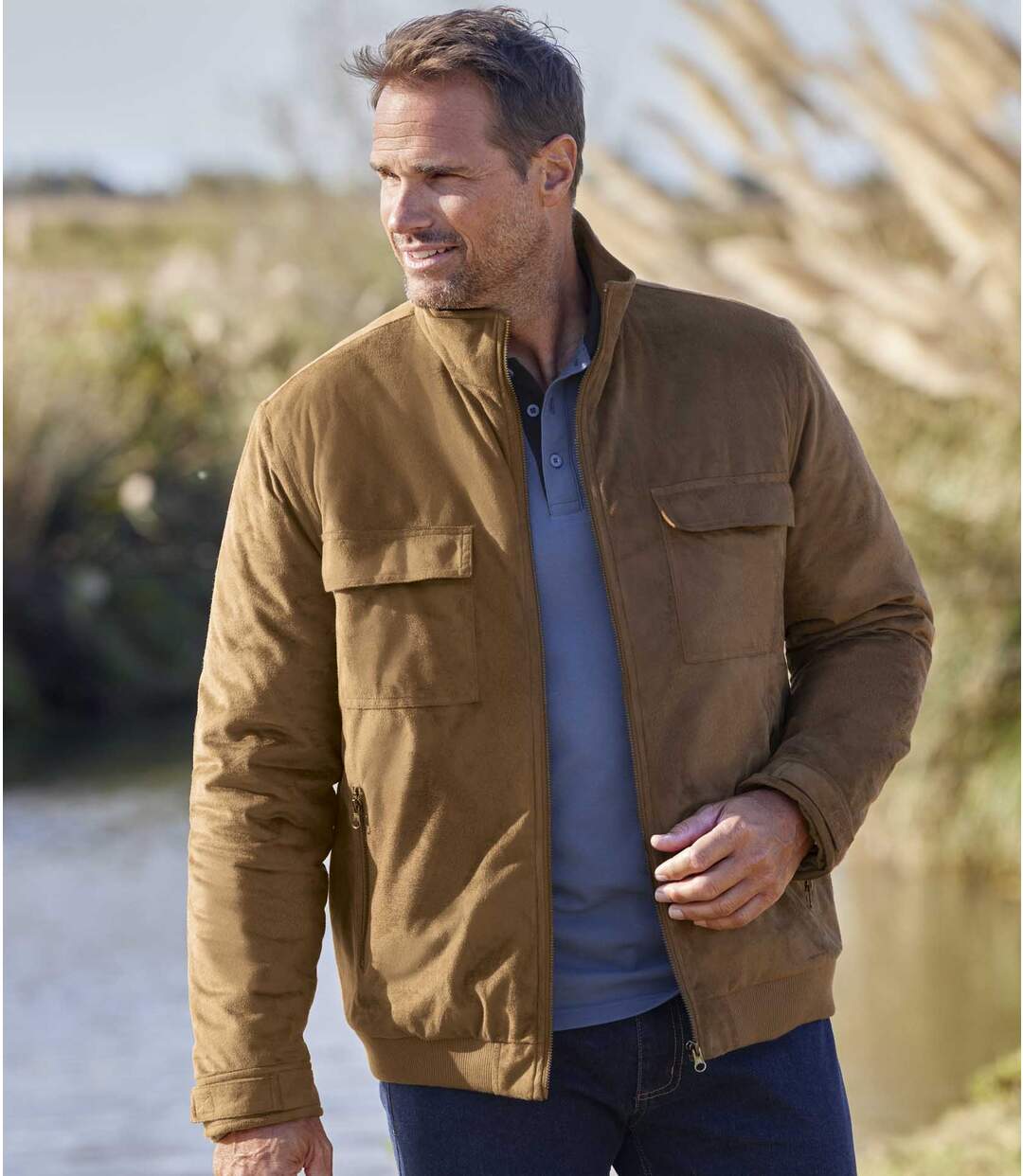 Blouson Suédine Matelassé Camel