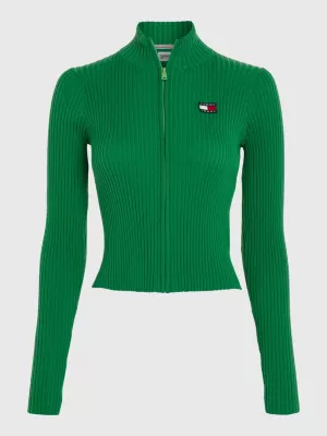 Suéter Slim Fit com Zíper e Emblema