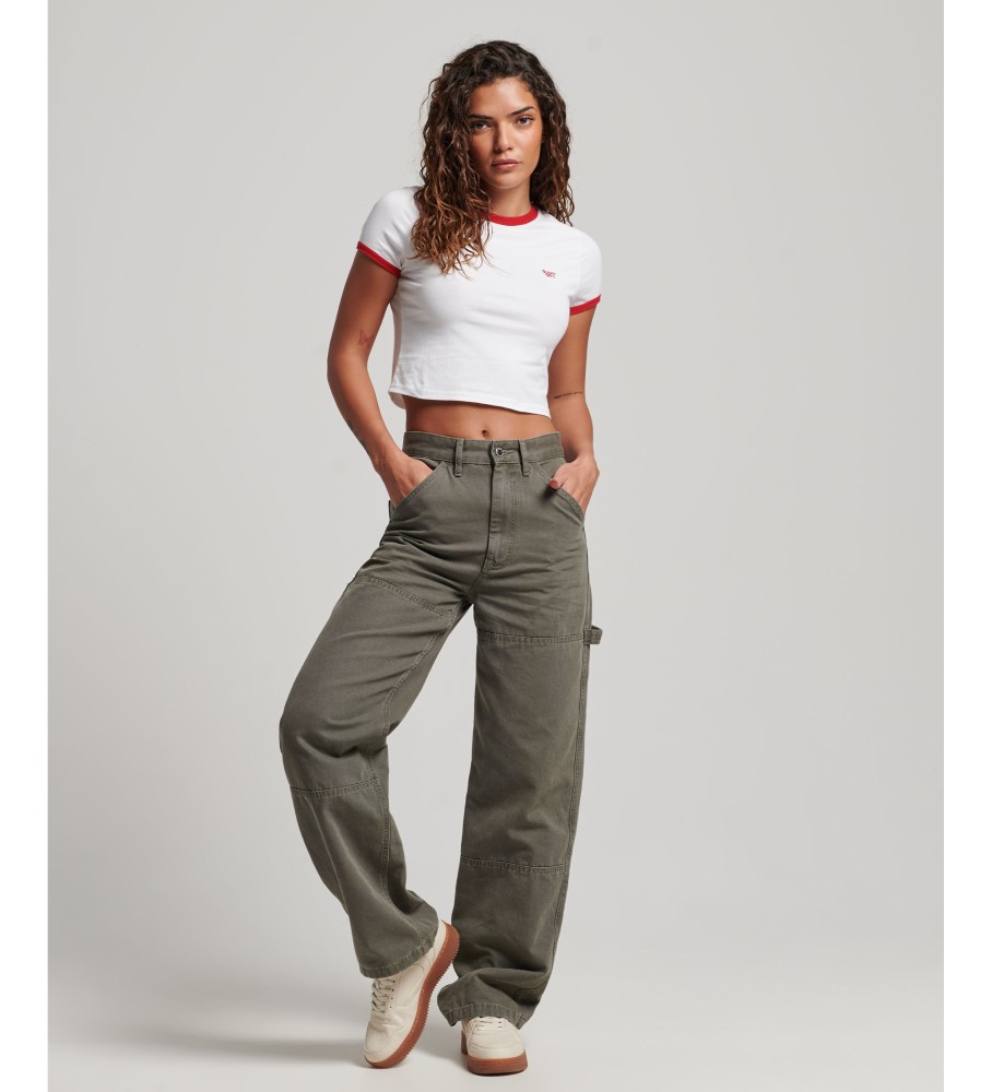 Camiseta branca Superdry com detalhes em viés