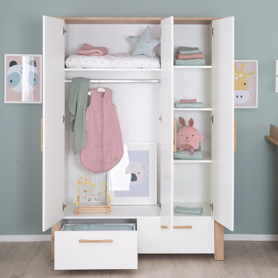 kindsgard Kleiderschrank hemme 3-türig weißEiche