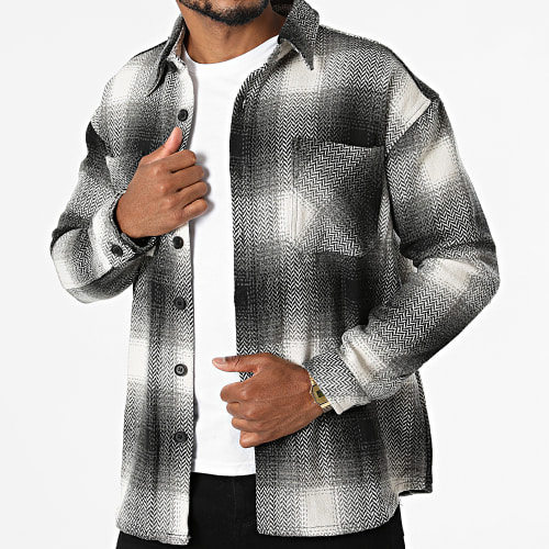 Surchemise A Carreaux KD635 Gris Blanc