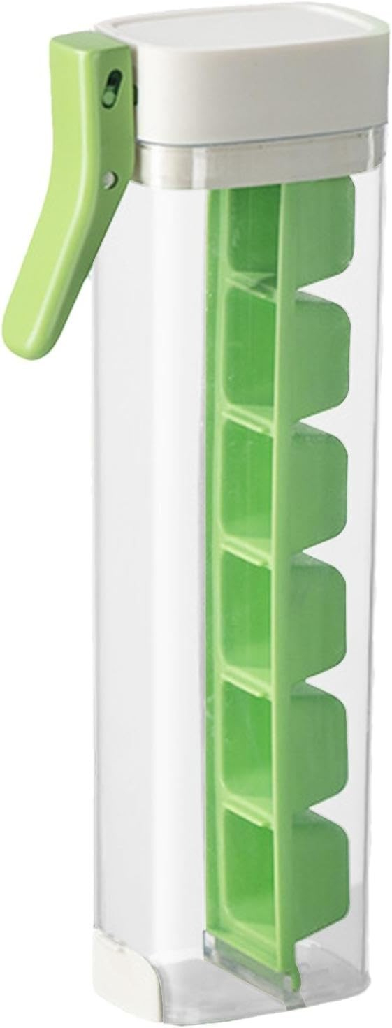(6-fach) Kunststoff Eiswürfel Form Eisbehälter mit Deckel Einfach Lösende Ice Cubes für Whisky / Cocktails / Longdrinks - Transparent / Grün
