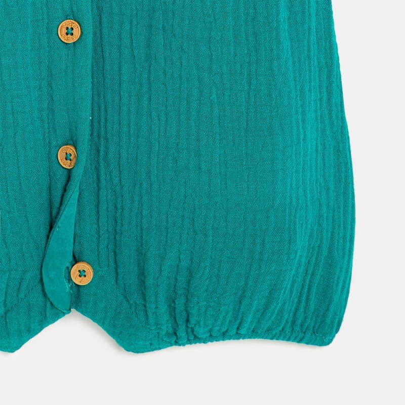 Combi courte gaze de coton vert bébé fille Vert