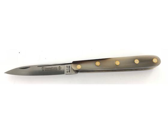 Rouennais 11 cm - Corne Blonde - Guilloché Couteau de Poche PassionFrance
