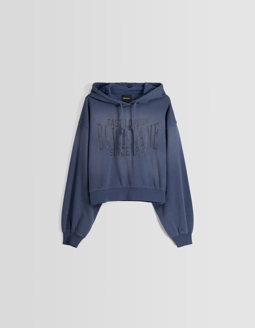 Moletom oversized com efeito desbotado e slogan