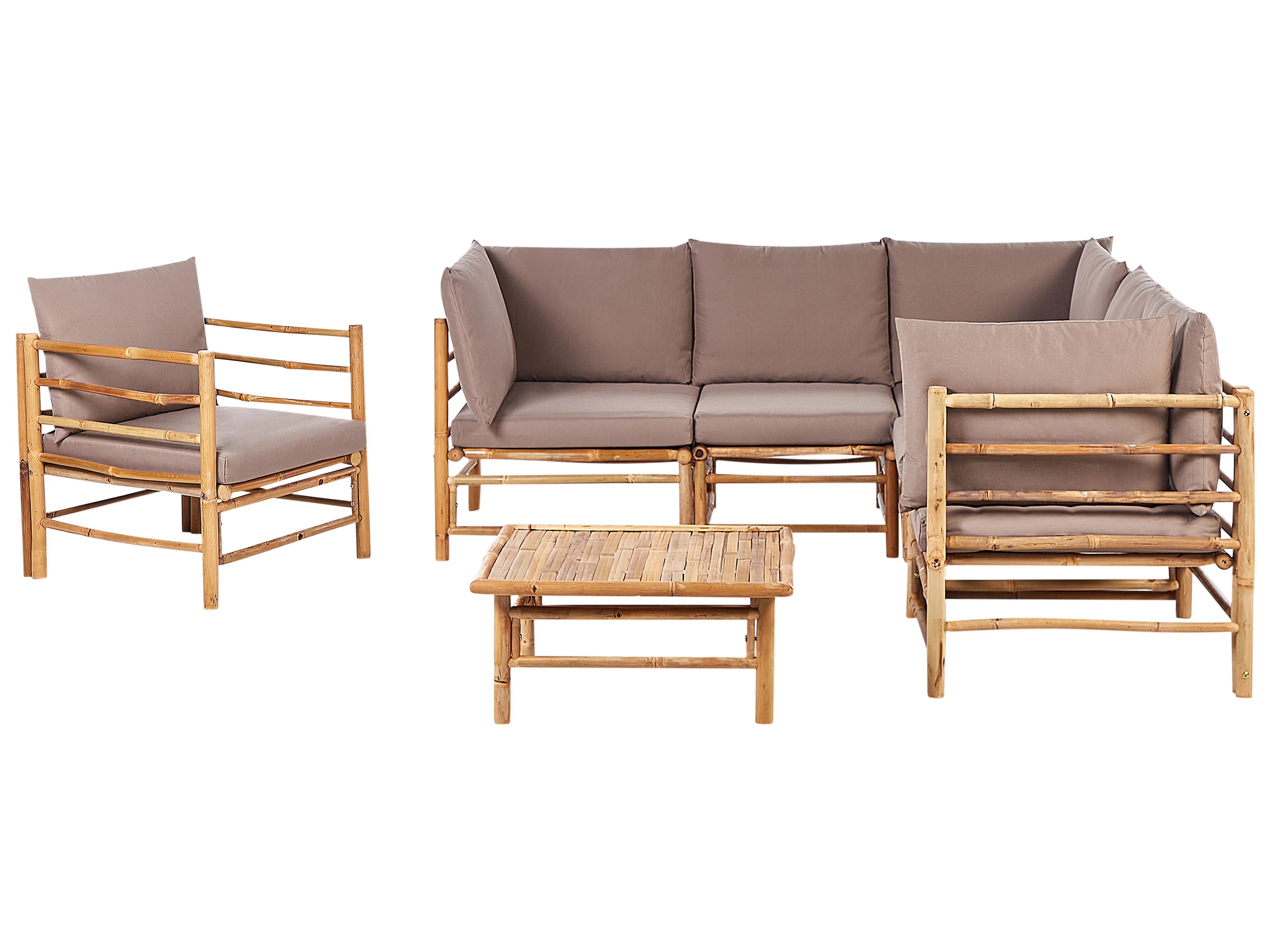Loungeset met tafel 6-zits CERRETO Bamboehout Taupe