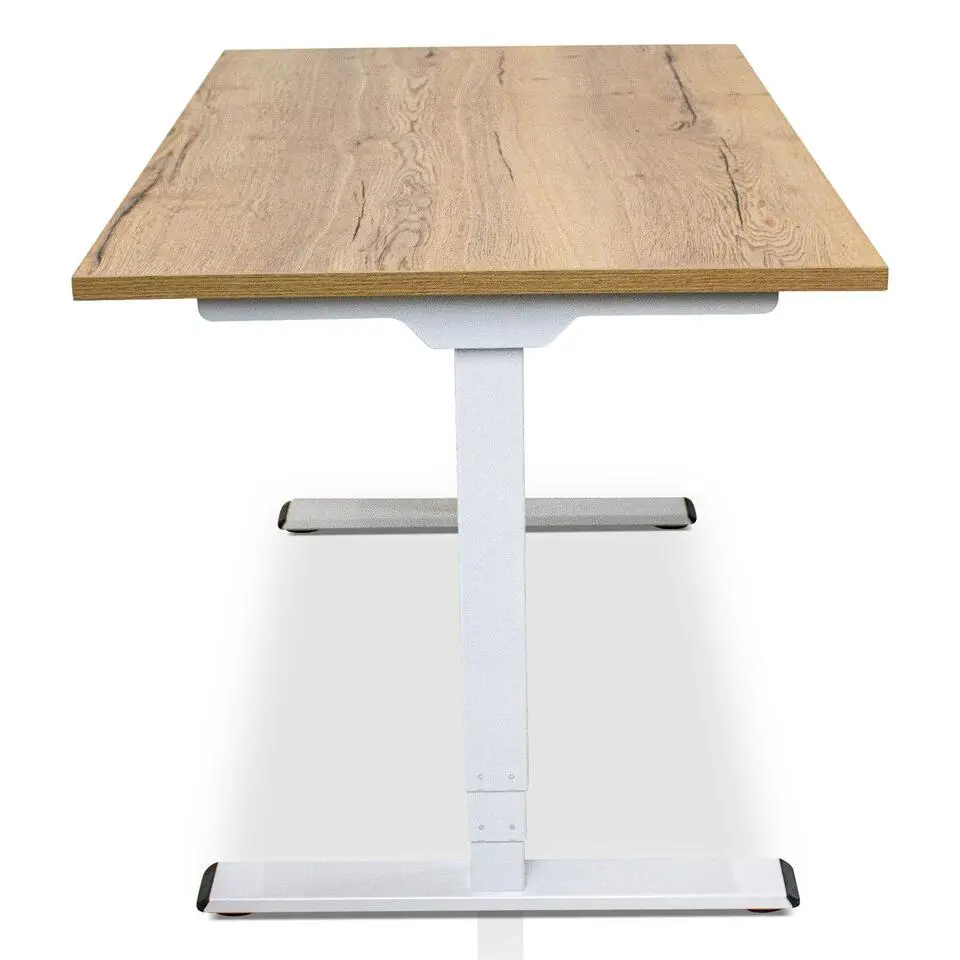 MRC COMFORT elektrisch ARBO zit-sta bureau - 140x80cm - wit - robuust eiken