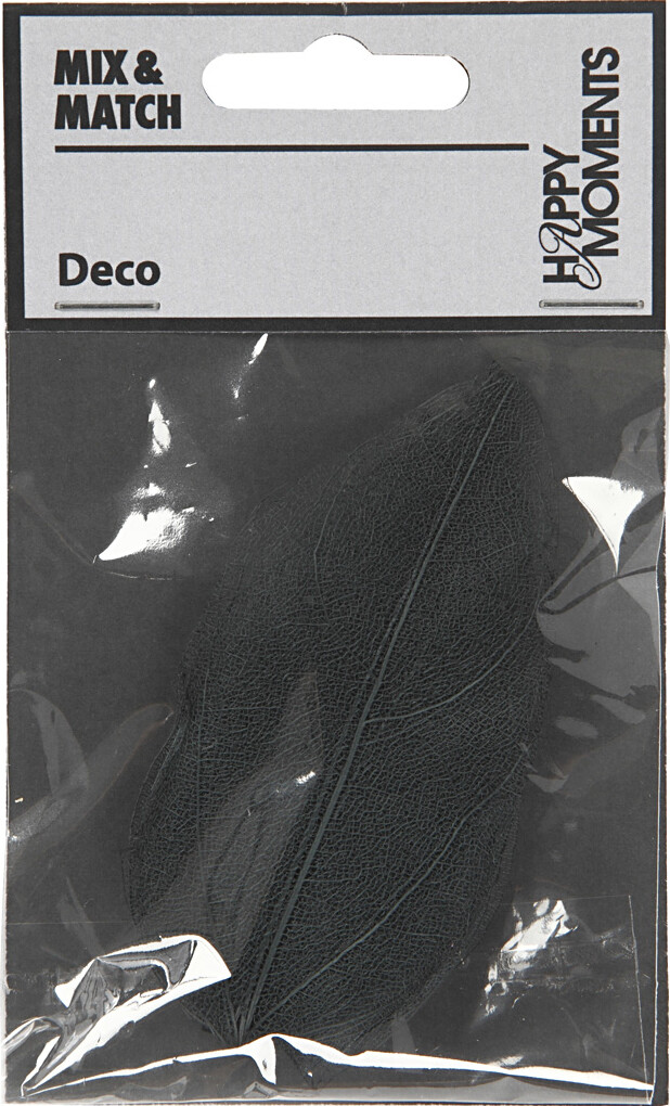 Skeletblade - L 6-8 CM - Sort - 20 Stk