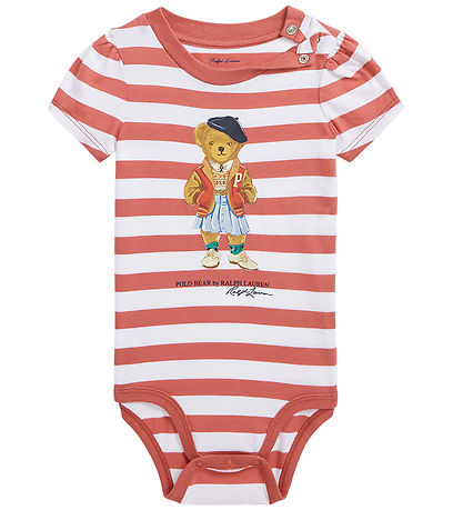 Polo Ralph Lauren Body k/æ - R?d/Hvidstribet m. Bamse
